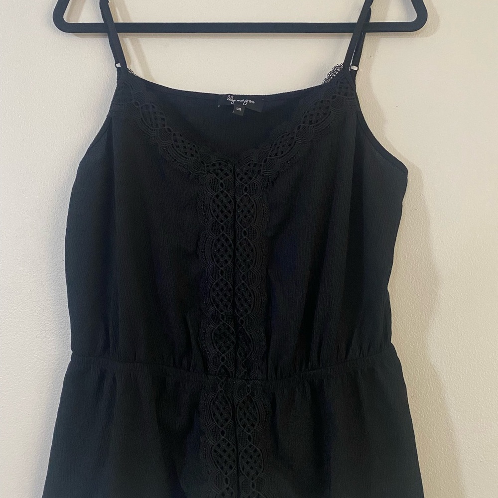 Elegant Black Lace Trim Women's Top